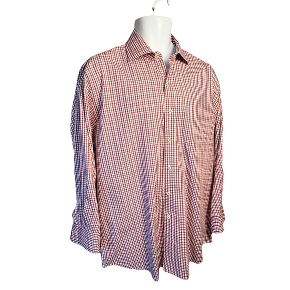 Peter Millar Men's Nanoluxe Easy Care Button-Down Long Sleeve Shirt Large Red - Picture 3 of 9